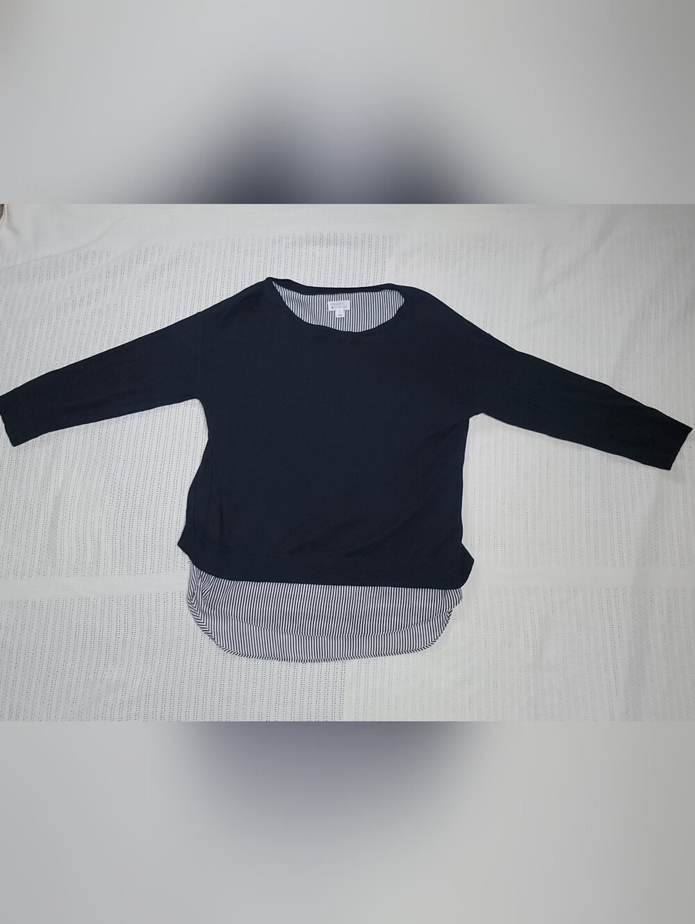 Market & Spruce Black Layered-Effect Long Sleeve Top
